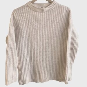 Levi's Extra Fine Merino‎ Wool Cream Vertically Ribbed Sweater Small Woman's
